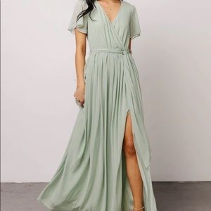 Sage chiffon maxi dress